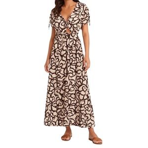 Sincerely Jules Brown and Cream Patterned Maxi Dress